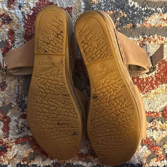DANSKO Selma Women Leather Sand Wedge Platform 2 Buckled Straps Sandals Size 39 - Picture 3 of 4
